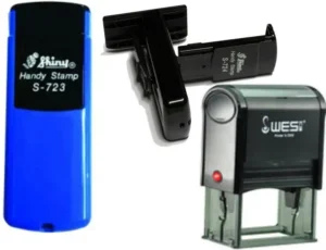 Small Self Inking Rubber Stamps pocket-size customised with your details