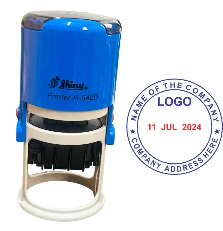 Logo Self inking Stamp 3 Logo Self Inking Stamp - Customized with your details and a logo in the middle