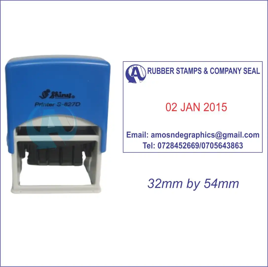 Office Rubber Stamp - Shiny self Inking Rubber Stamp With a Logo - rectangle Shape with adjustable date and a logo included