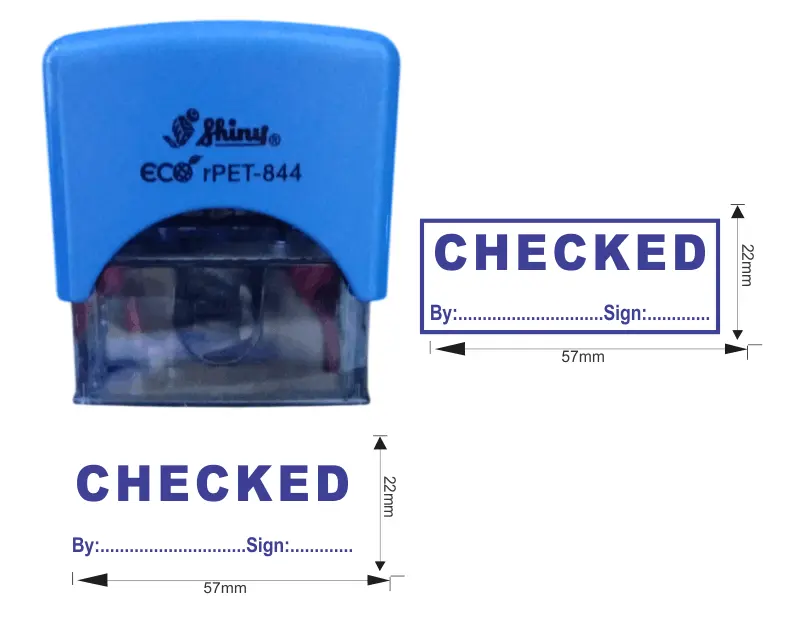 Checked Rubber Stamp with a place to write checked by and sign