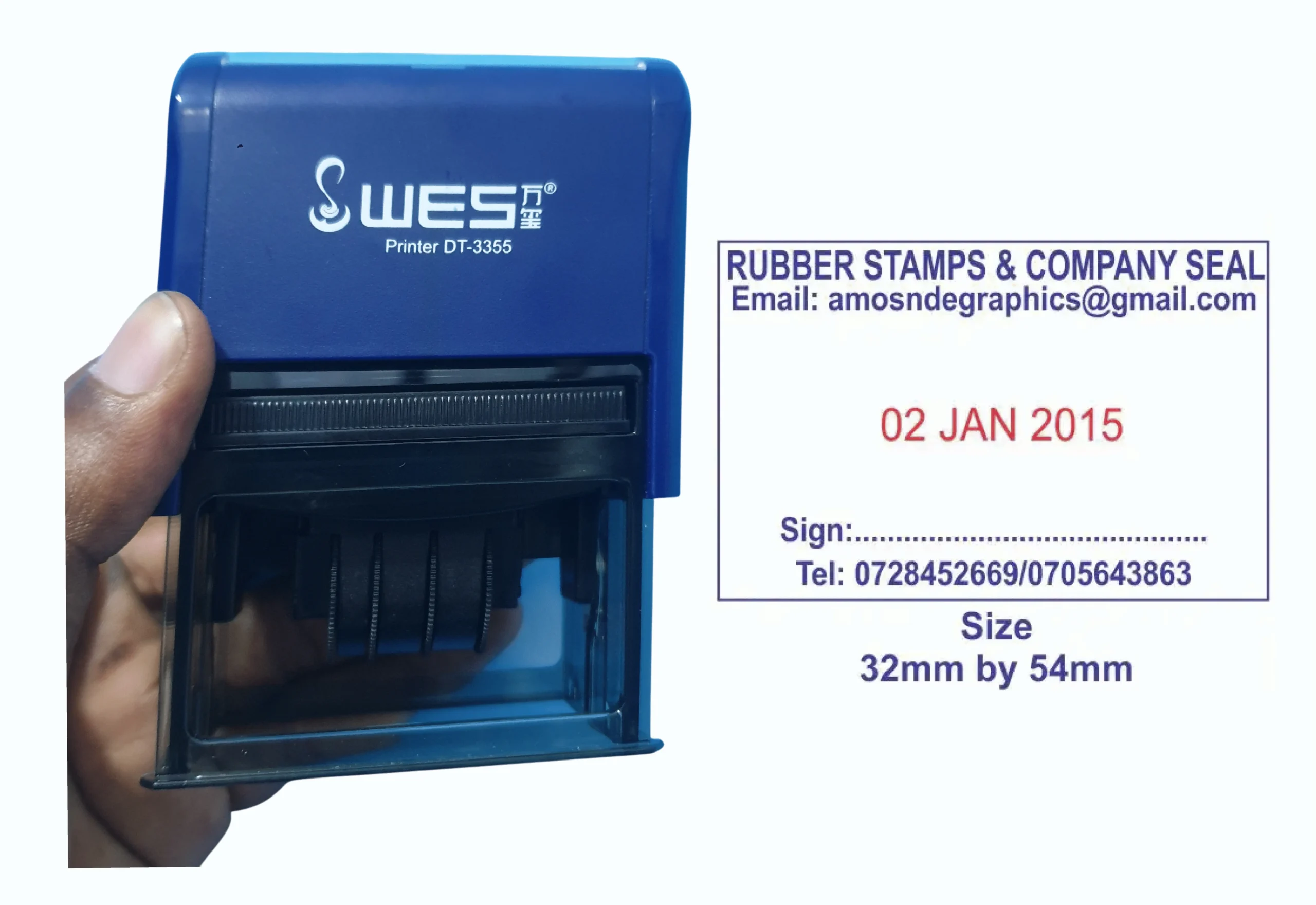 Date Sign Stamp - Automatic Page serialization Stamp - a rectangle rubber stamp personalized with your details adjustable date and a place to signa