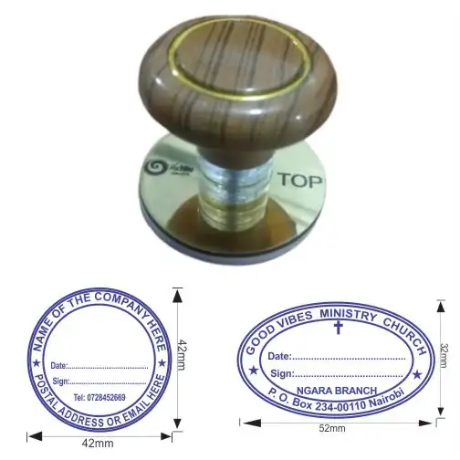 Simple Round Stamp personalised with company or institutional details and address